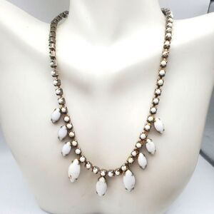 Milky white rhinestone spiked necklace